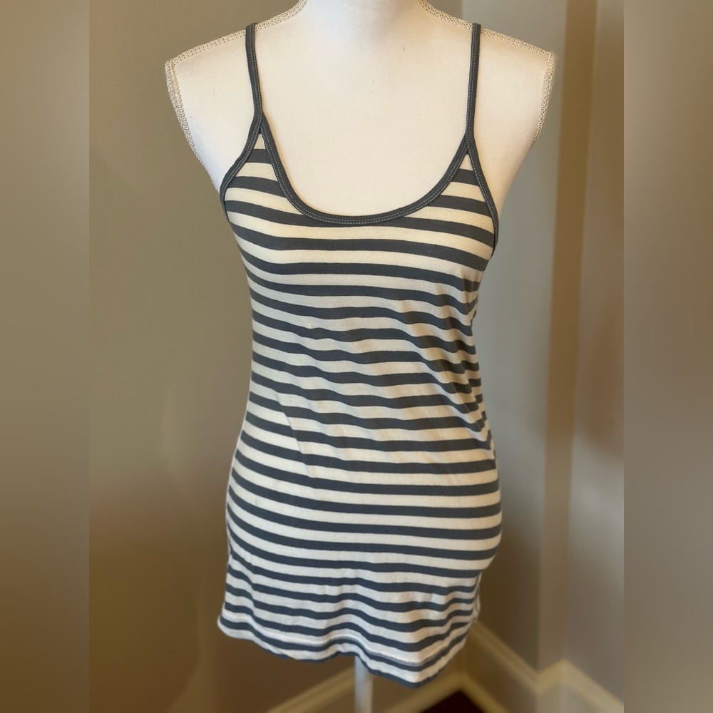 Grey striped long tank